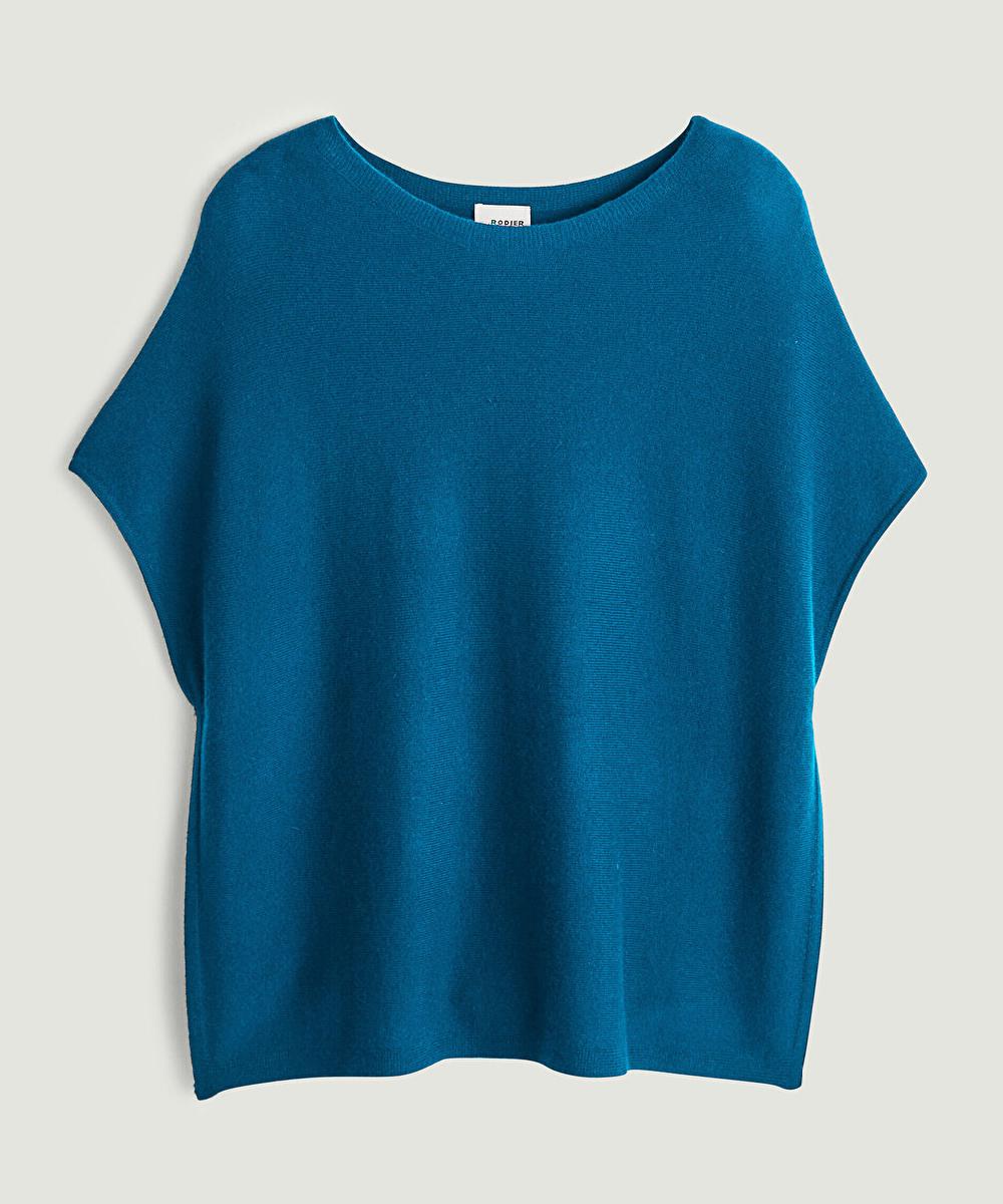 rodier Poncho cachemire bleu cobalt