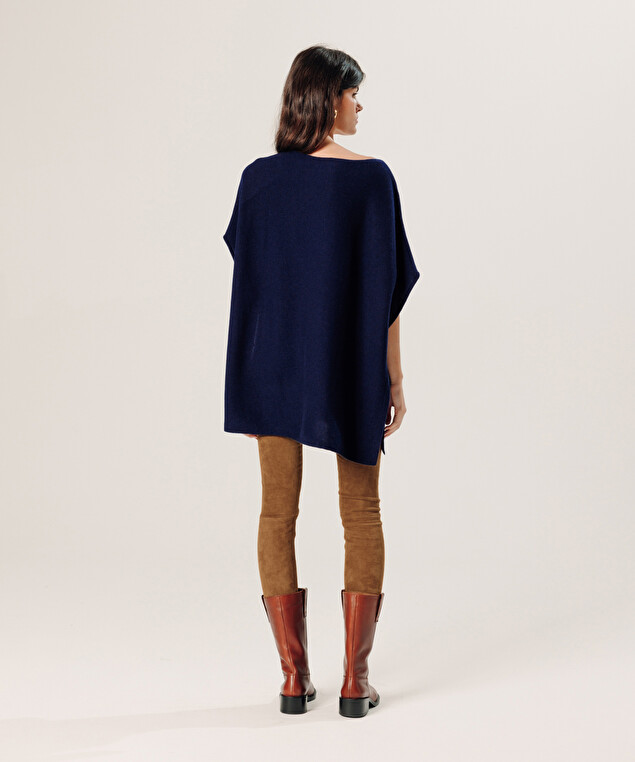 Rodier Poncho Cachemire Bleu Marine