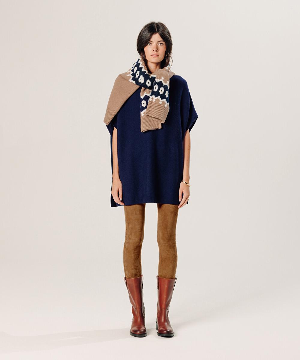 rodier Poncho cachemire bleu marine