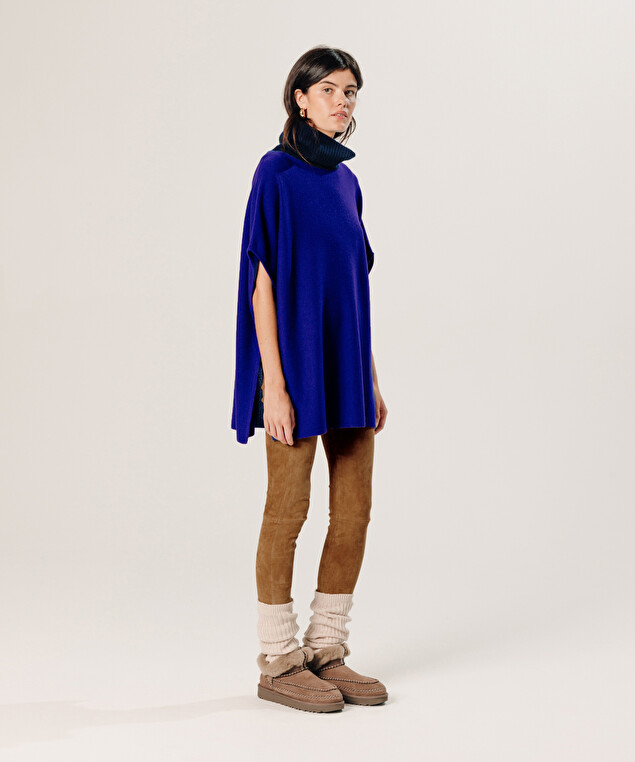 Rodier Poncho Cachemire Bleu Outremer