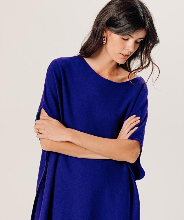 Rodier Poncho Cachemire Bleu Outremer