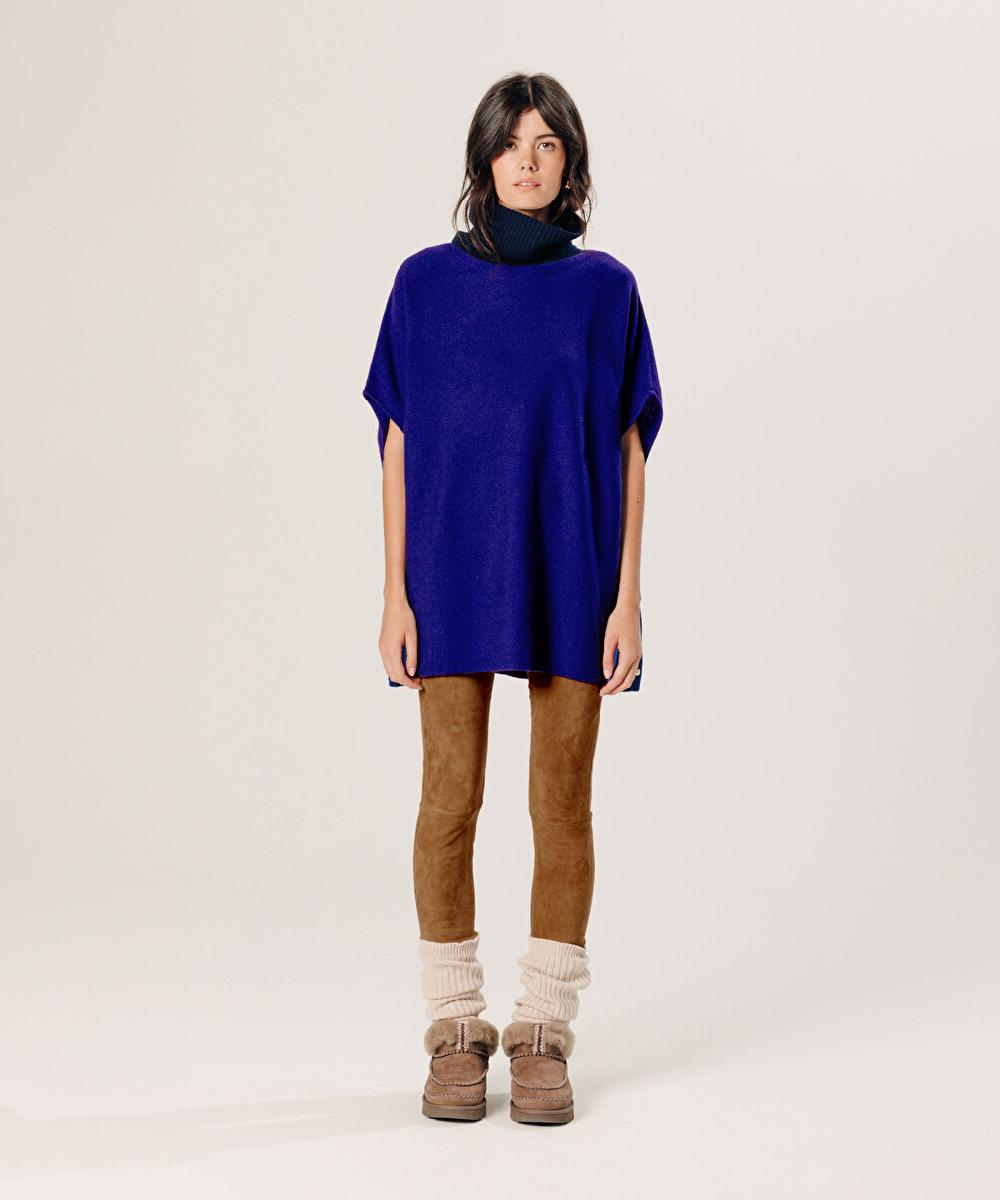 rodier Poncho cachemire bleu outremer