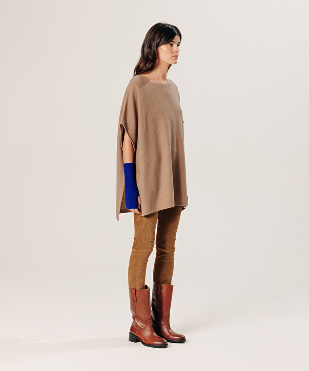 Rodier Poncho Cachemire Marron Camel