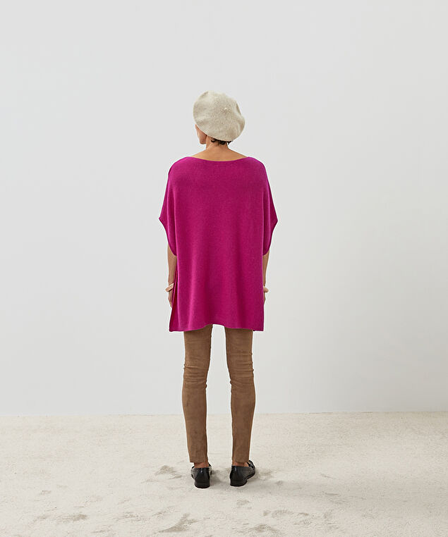 Rodier Poncho Cachemire Rose Fuschia