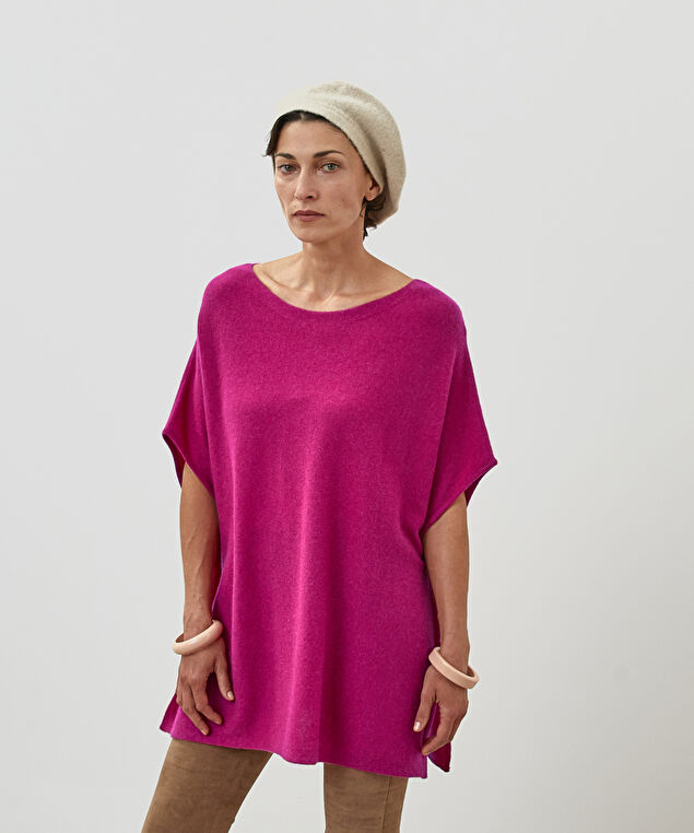 Rodier Poncho Cachemire Rose Fuschia