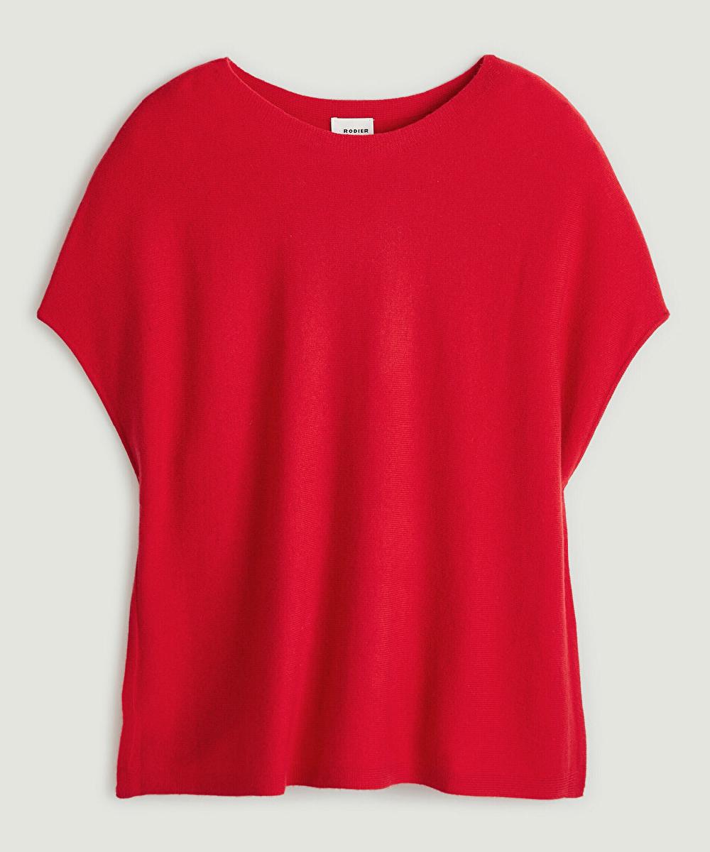 rodier Poncho cachemire rouge vermillon