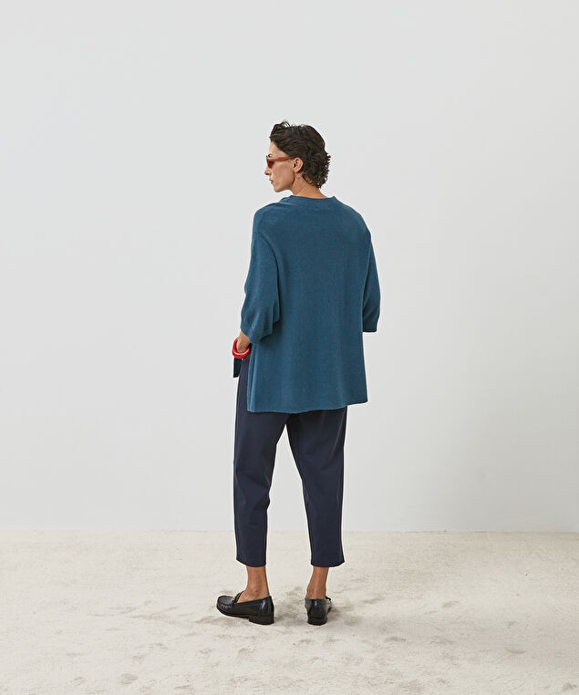 Rodier Poncho Manches 3/4 Cachemire Bleu