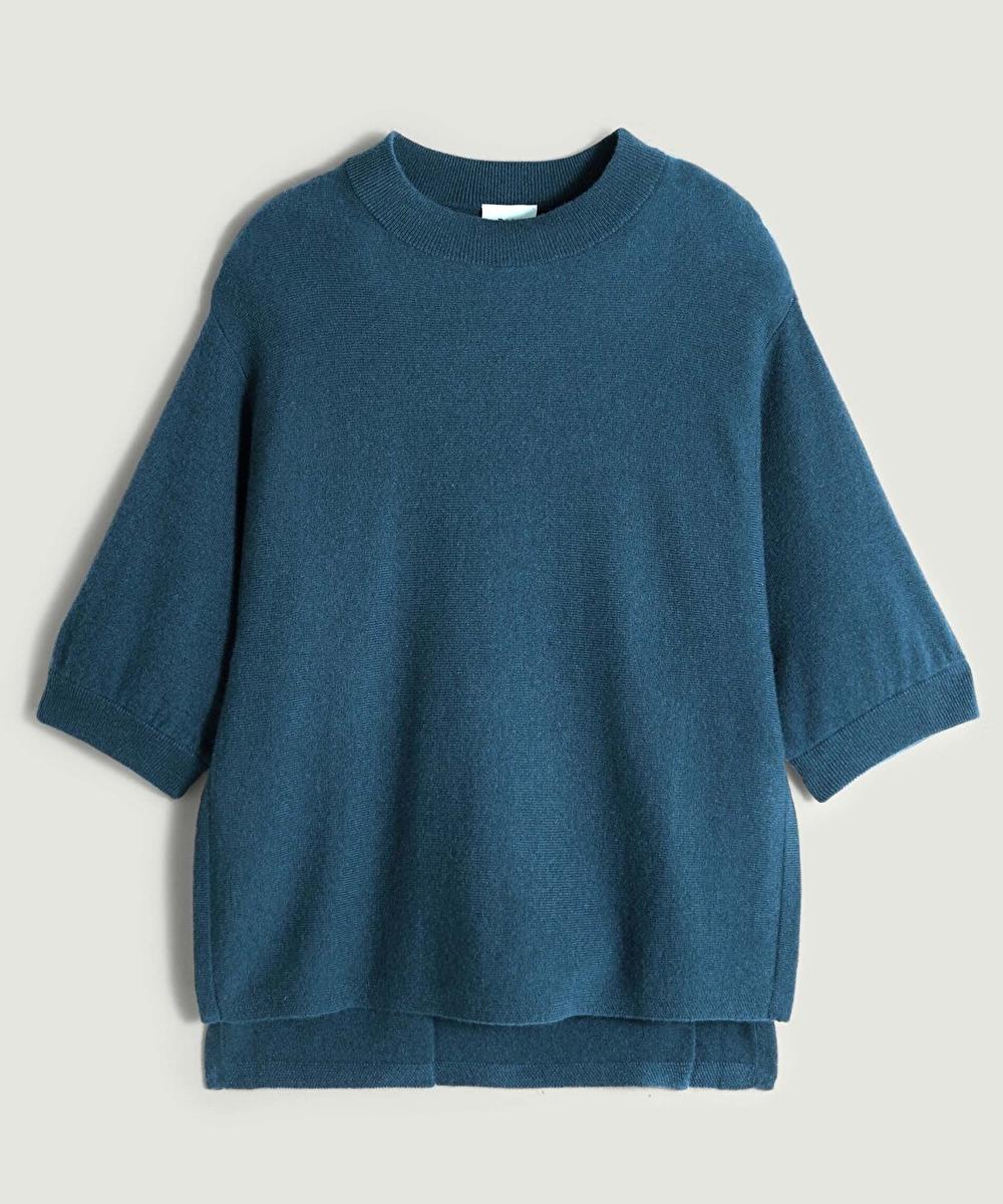 rodier Poncho manches 3/4 cachemire bleu