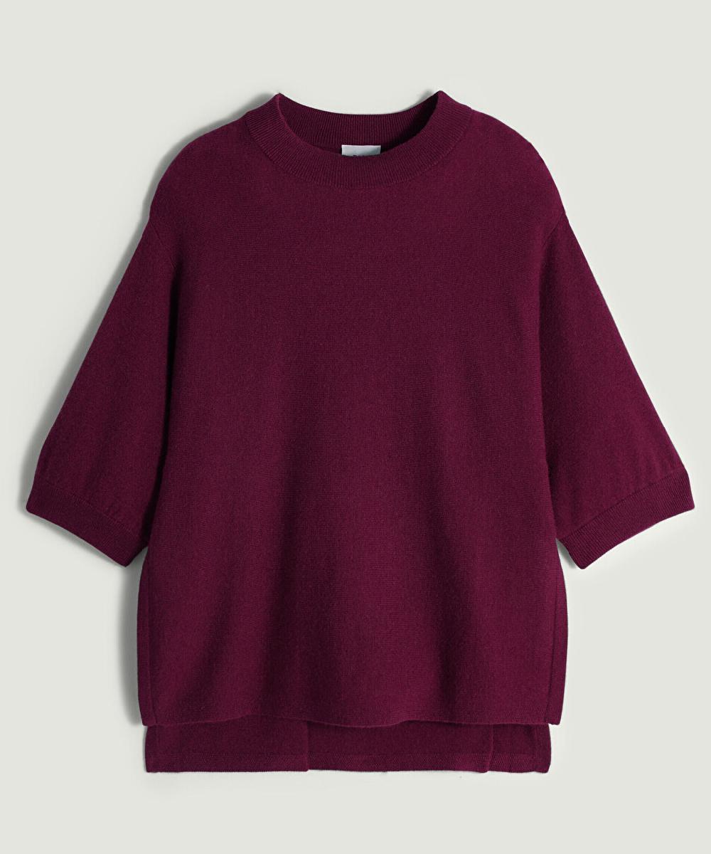 rodier Poncho manches 3/4 cachemire lie de vin