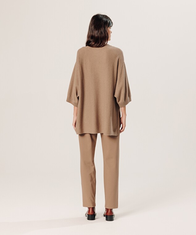 Rodier Poncho Manches 3/4 Cachemire Marron Camel