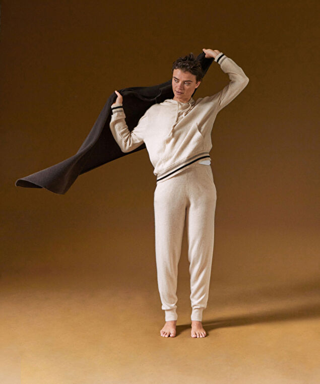 Rodier Pull à Capuche En Cachemire Blanc Crème