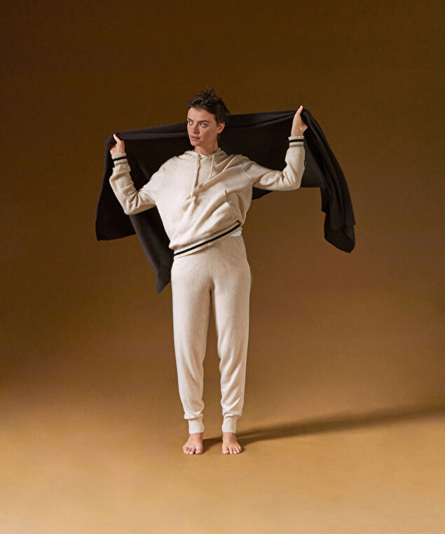 Rodier Pull à Capuche En Cachemire Blanc Crème