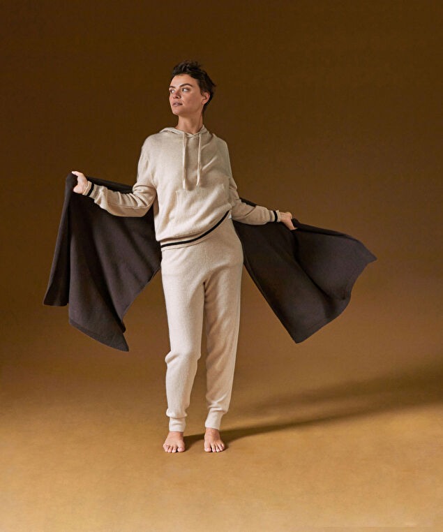 Rodier Pull à Capuche En Cachemire Blanc Crème