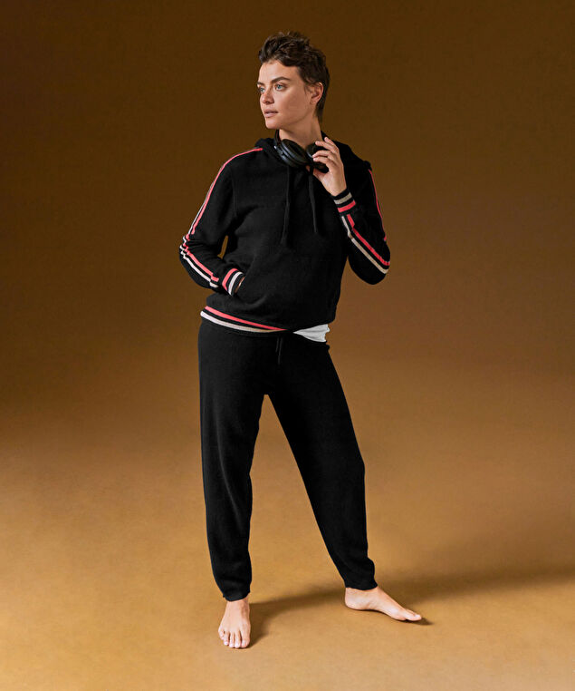 Rodier Pull à Capuche En Cachemire Noir