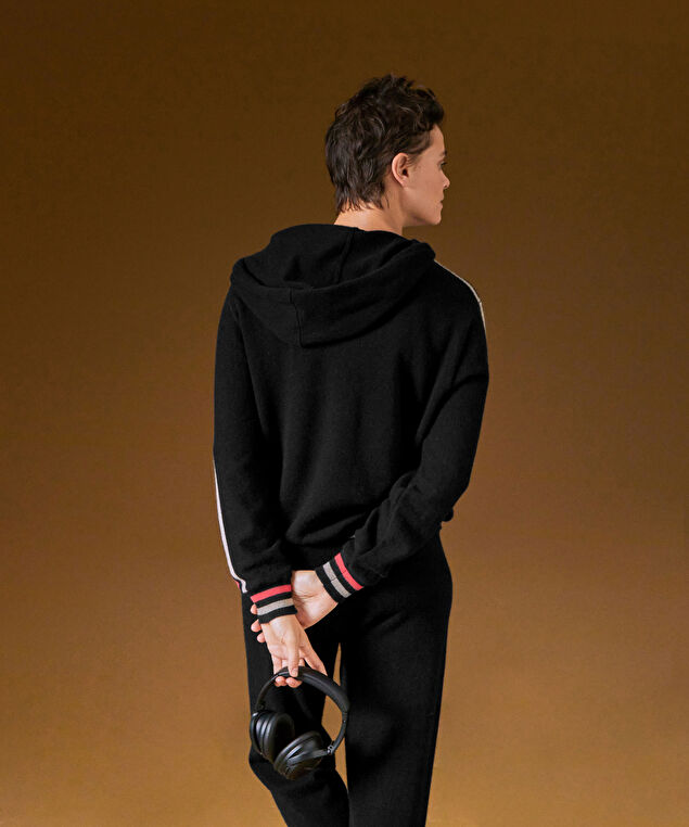 Rodier Pull à Capuche En Cachemire Noir