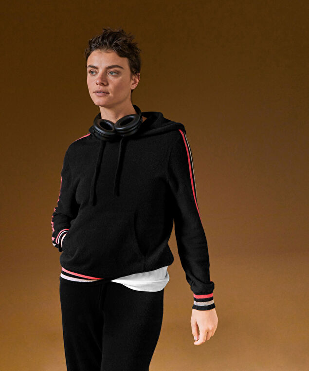 Rodier Pull à Capuche En Cachemire Noir