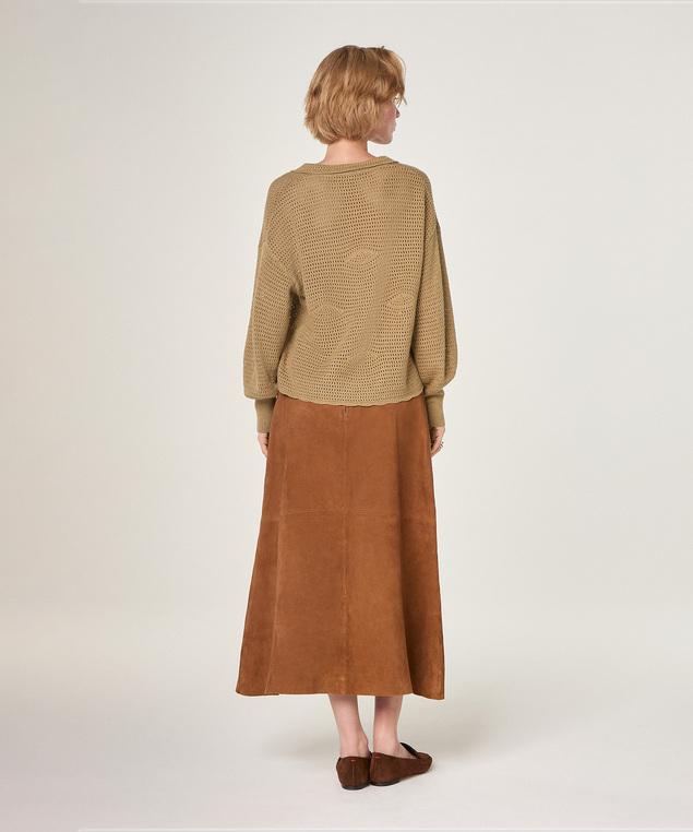 Rodier Pull Ajouré Col Polo Vert Olive