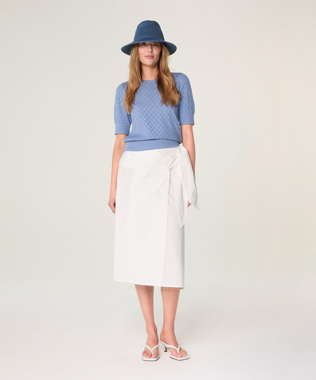 Rodier Pull Ajouré Manches Courtes Bleu Gris