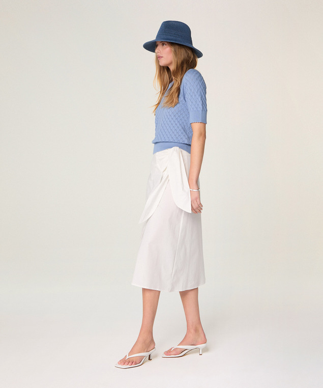 Rodier Pull Ajouré Manches Courtes Bleu Gris