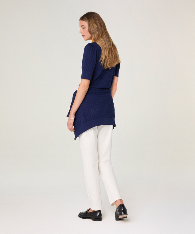 Rodier Pull Ajouré Manches Courtes Bleu Marine