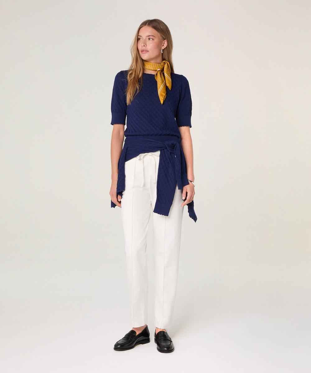 rodier Pull ajouré manches courtes bleu marine