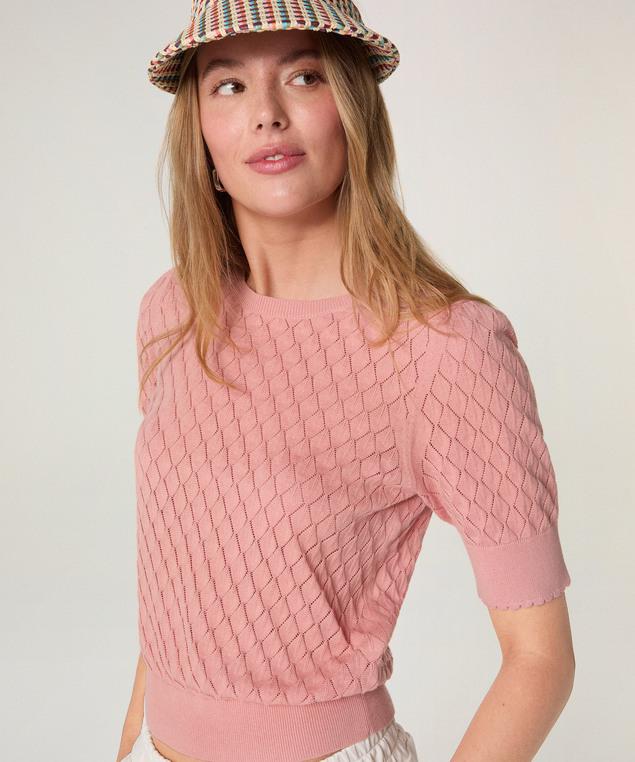 Rodier Pull Ajouré Manches Courtes Bois De Rose