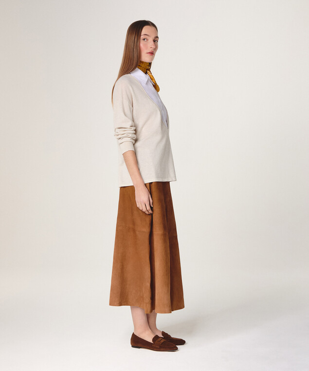 Rodier Pull Bi-matière Blanc écru