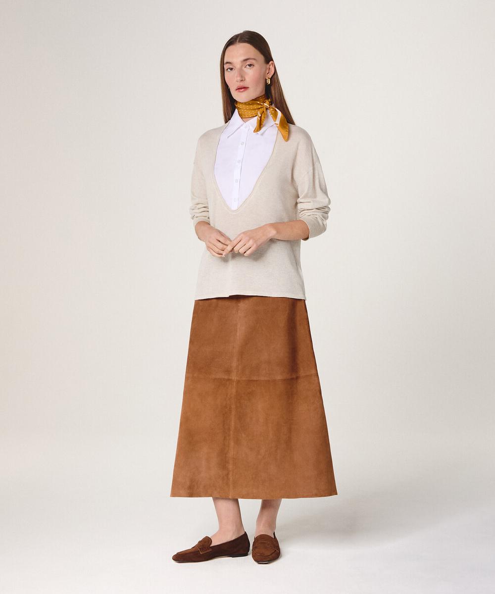 rodier Pull bi-matière blanc écru