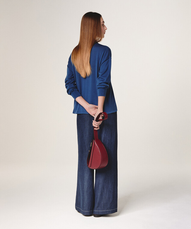 Rodier Pull Bi-matière Bleu Marine