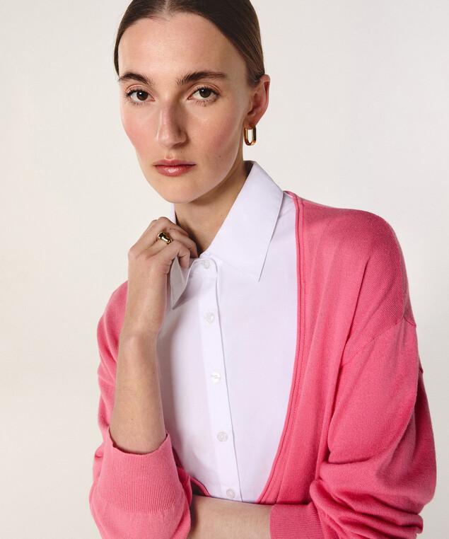 Rodier Pull Bi-matière Rose Bonbon