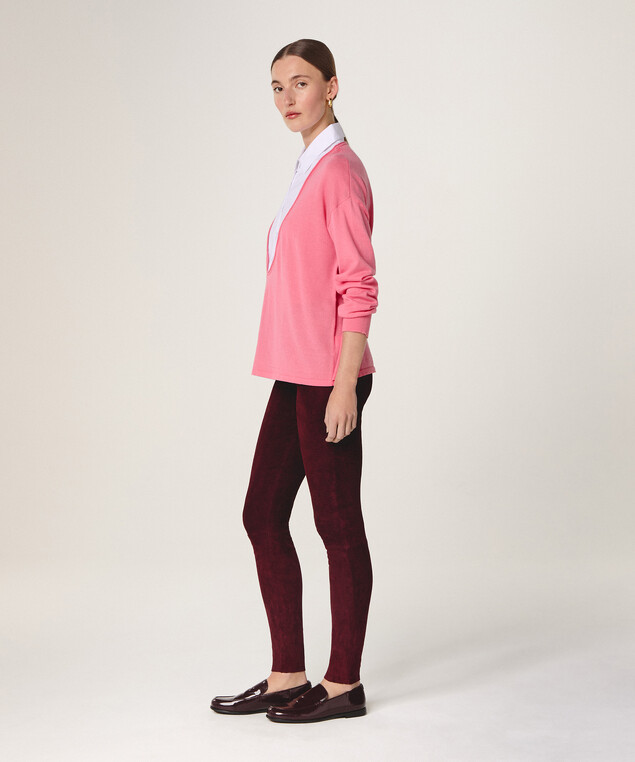 Rodier Pull Bi-matière Rose Bonbon