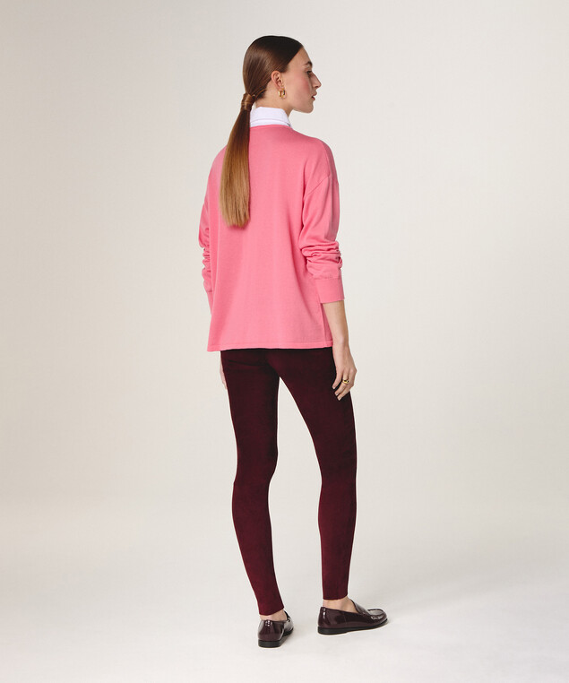 Rodier Pull Bi-matière Rose Bonbon