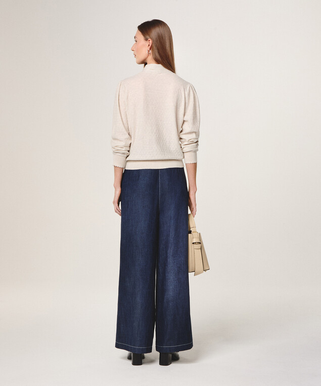 Rodier Pull Col Lavallière Blanc écru