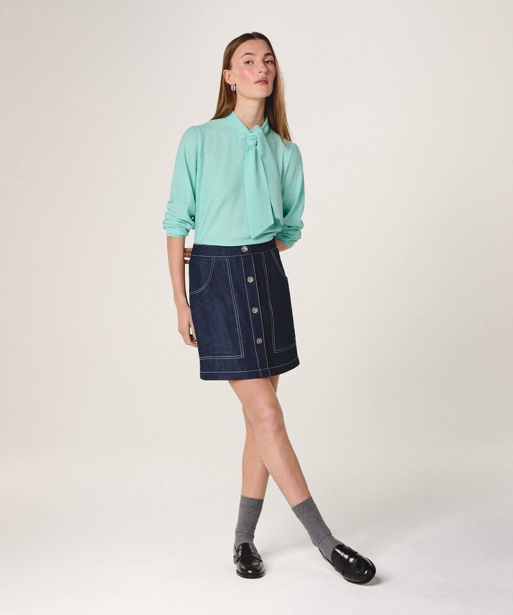 rodier Pull col lavallière vert d'eau