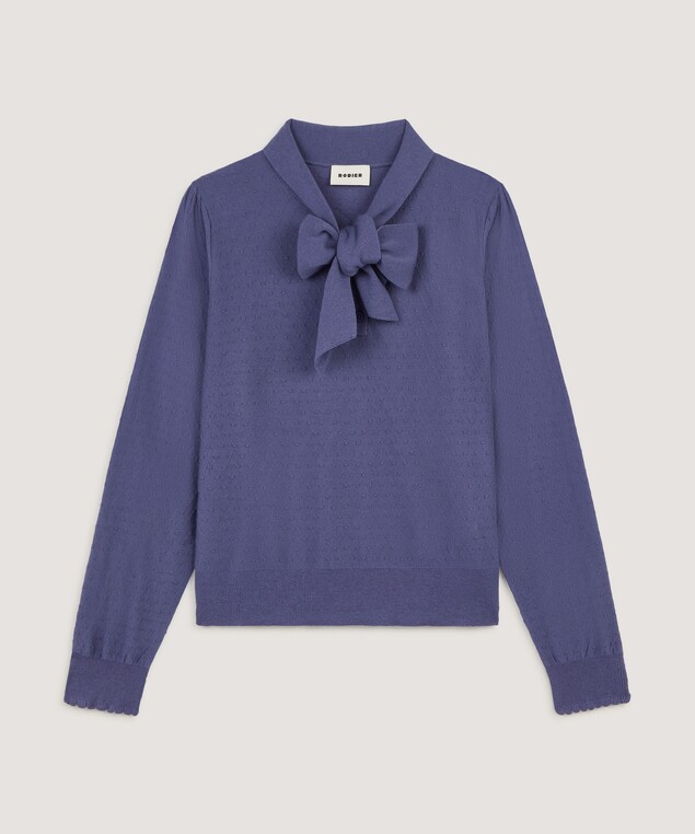 Rodier Pull Col Lavallière Violet Parme