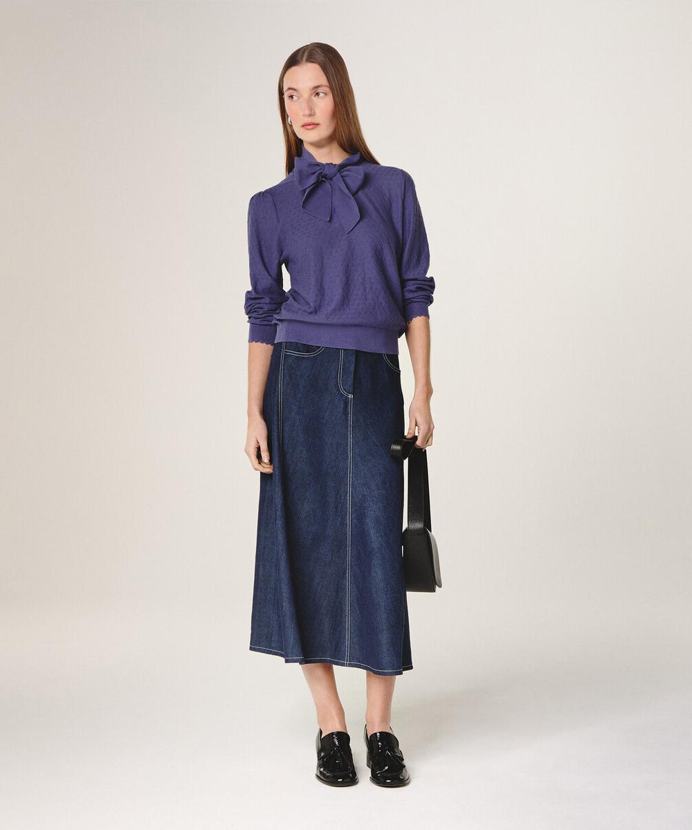 rodier Pull col lavallière violet parme