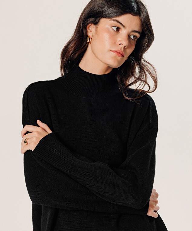 Rodier Pull Col Montant Oversize En Cachemire Noir