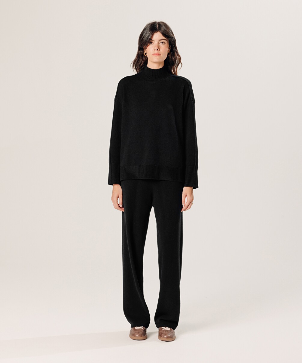 rodier Pull col montant oversize en cachemire noir