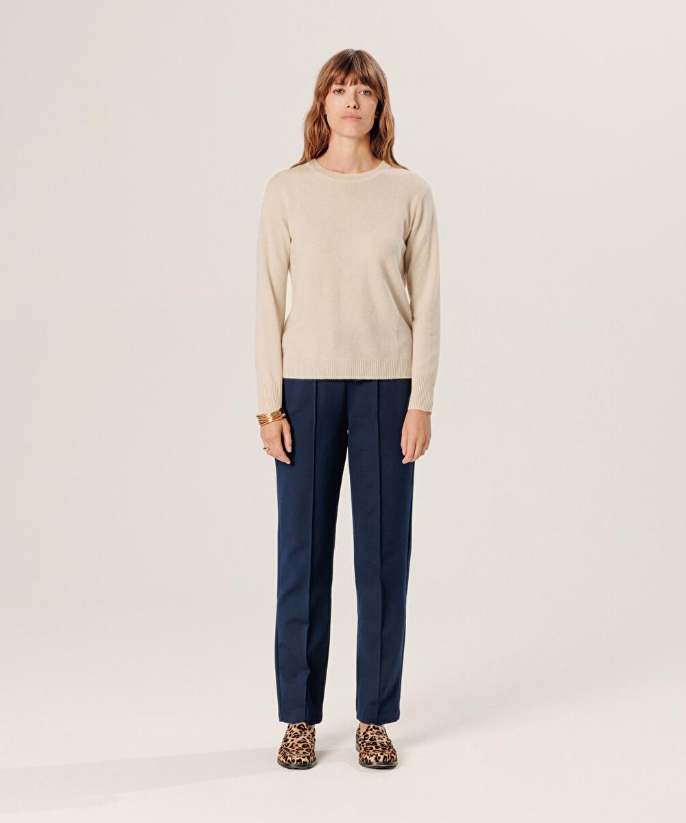 rodier Pull col rond en cachemire beige