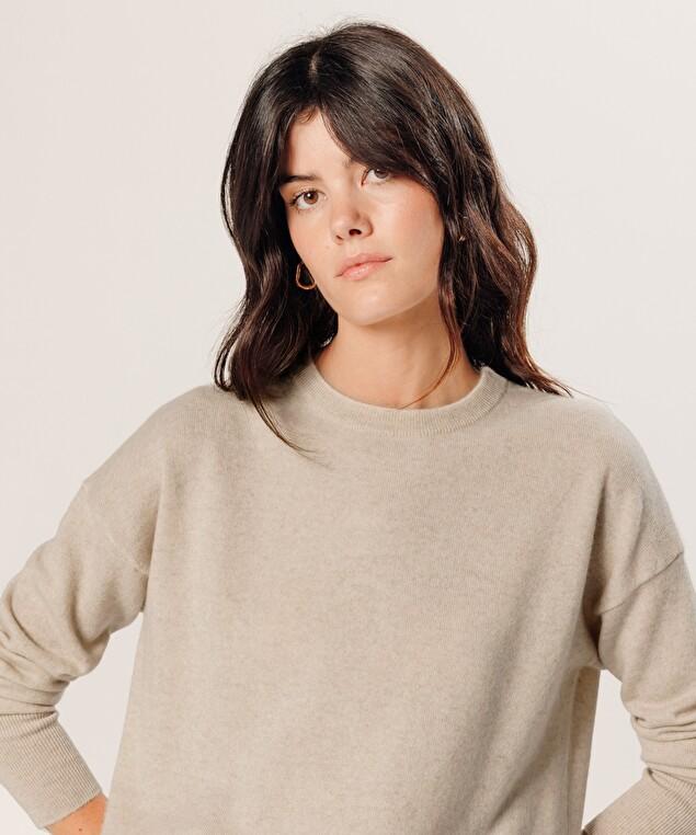 Rodier Pull Col Rond En Cachemire Blanc Creme