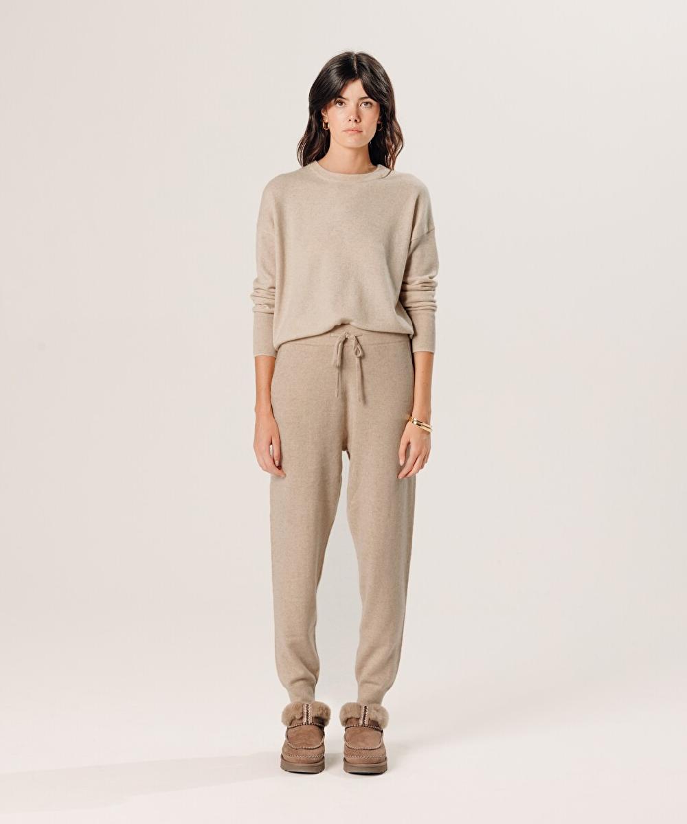 rodier Pull col rond en cachemire blanc creme