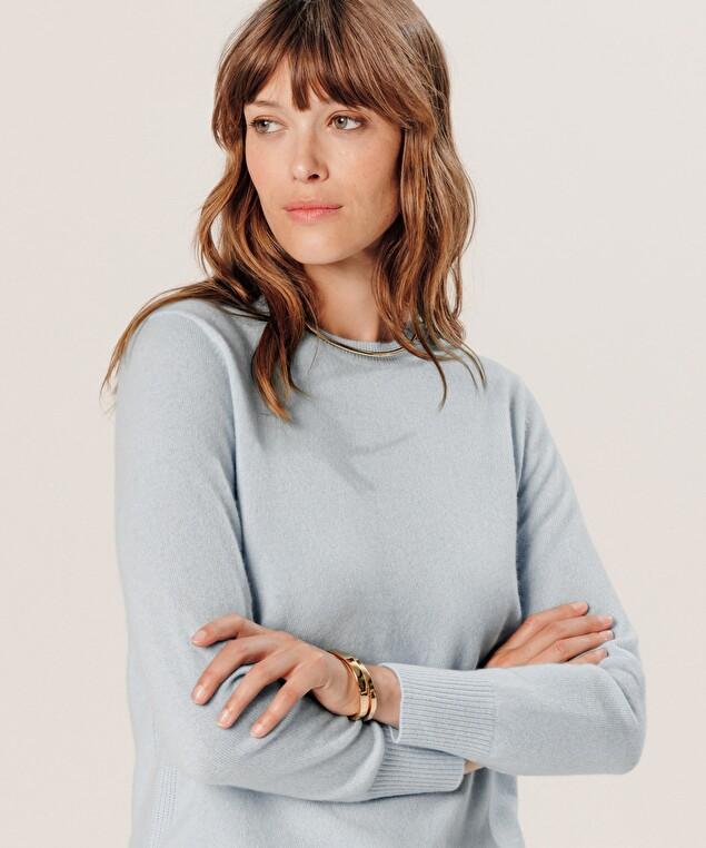 Rodier Pull Col Rond En Cachemire Bleu Ciel