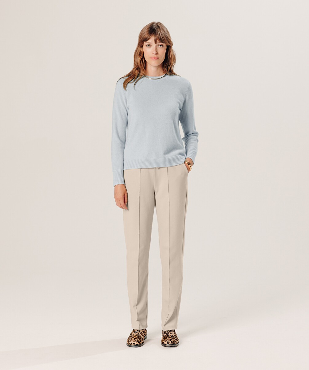 rodier Pull col rond en cachemire bleu ciel