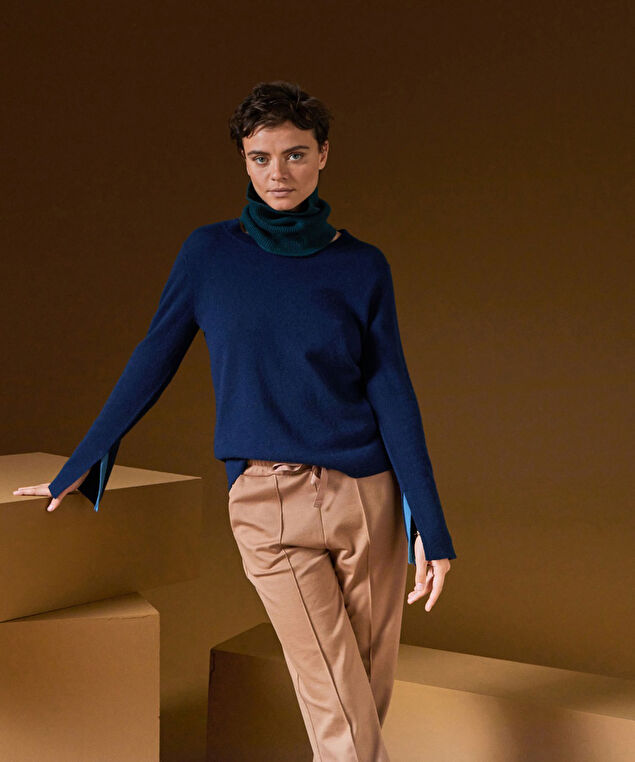 Rodier Pull Col Rond En Cachemire Bleu Marine