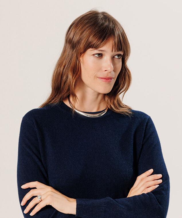 Rodier Pull Col Rond En Cachemire Bleu Nuit