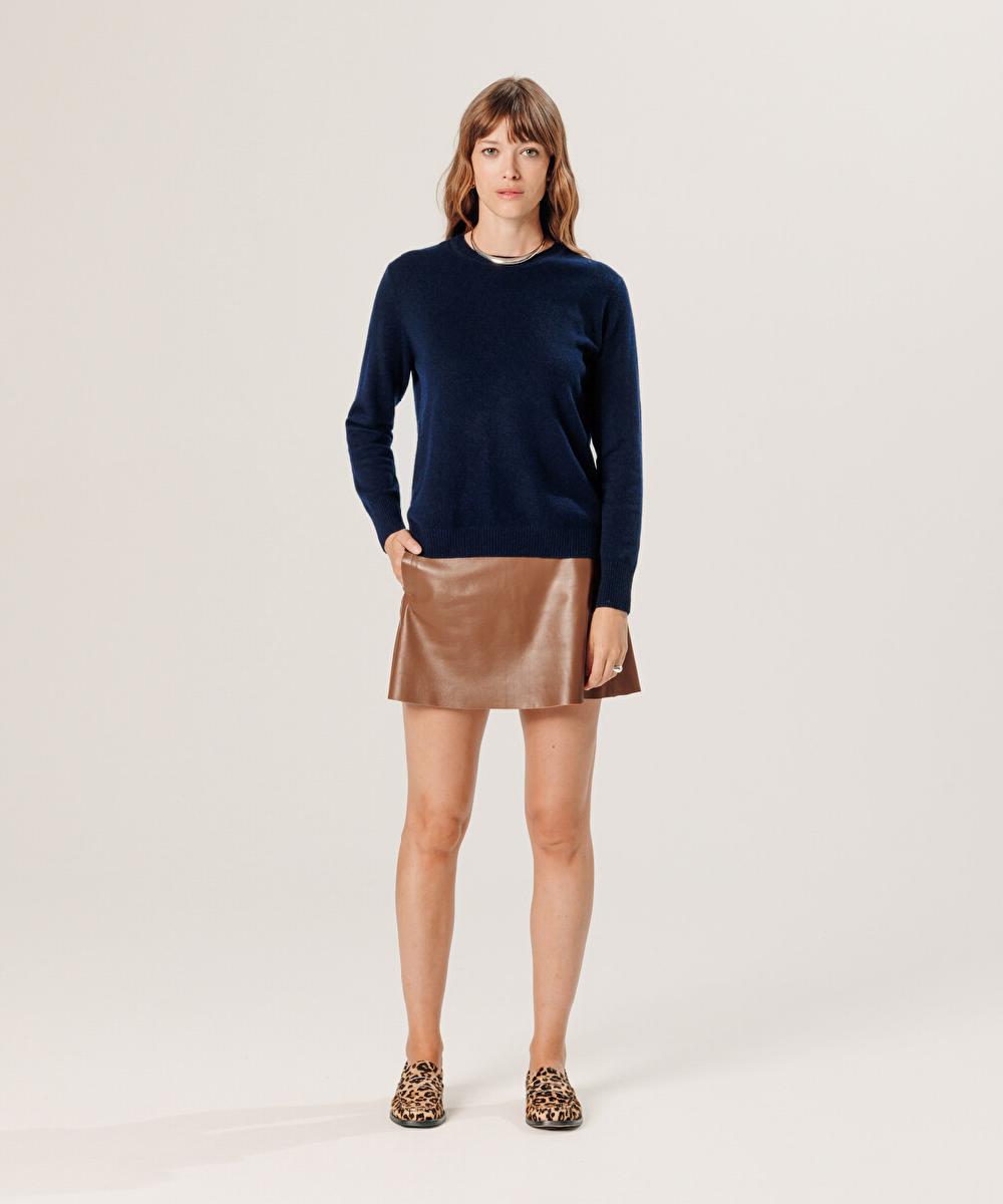 rodier Pull col rond en cachemire bleu nuit