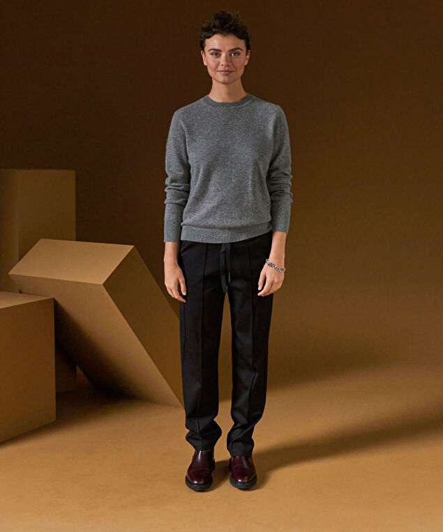 Rodier Pull Col Rond En Cachemire Gris