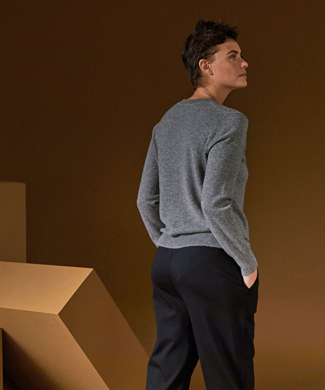 Rodier Pull Col Rond En Cachemire Gris