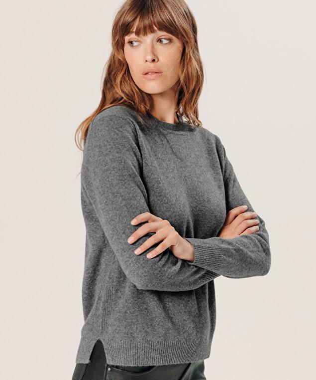 Rodier Pull Col Rond En Cachemire Gris Moyen