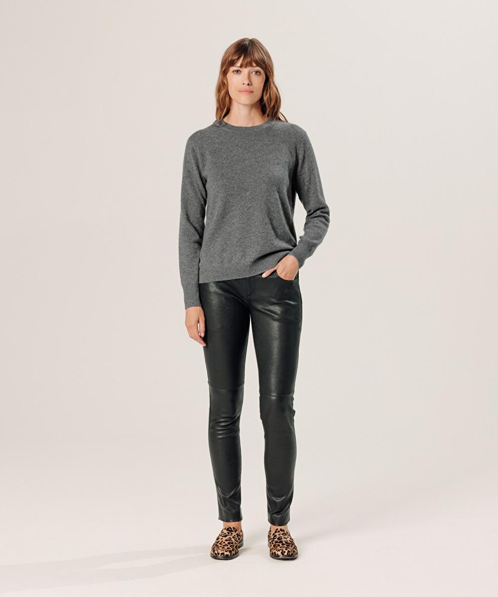 rodier Pull col rond en cachemire gris moyen